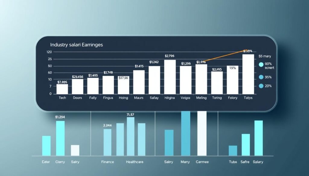 A data-driven visualization of industry salaries, showcasing the comparative earnings of data scientists across diverse sectors. Set against a sleek, minimalist backdrop, a series of dynamic bar charts and infographics illustrate the salary trends, highlighting the distinctions between tech, finance, healthcare, and other key industries. Rendered in a clean, infographic style with a cool, professional color palette, the image conveys the data in a clear, compelling manner, allowing the viewer to quickly grasp the nuances of data scientist compensation across the corporate landscape. A data-driven visualization of industry salaries, showcasing the comparative earnings of data scientists across diverse sectors. Set against a sleek, minimalist backdrop, a series of dynamic bar charts and infographics illustrate the salary trends, highlighting the distinctions between tech, finance, healthcare, and other key industries. Rendered in a clean, infographic style with a cool, professional color palette, the image conveys the data in a clear, compelling manner, allowing the viewer to quickly grasp the nuances of data scientist compensation across the corporate landscape.