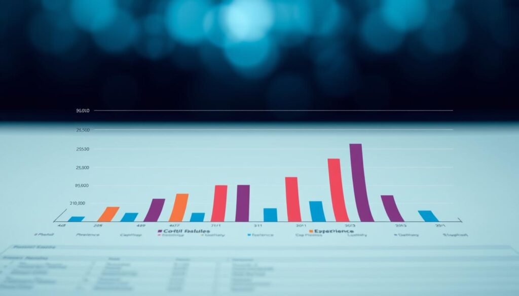 A meticulously crafted data visualization showcasing the nuanced landscape of data analyst salaries. The foreground depicts a sleek, minimalist graph with clean lines and vibrant hues, juxtaposing columns or scatter plots to illustrate salary ranges and trends across industries and experience levels. The middle ground features subtle gridlines and axis labels, conveying the analytical rigor and attention to detail. In the background, a soft, abstract bokeh effect creates a sense of depth and professionalism, while muted tones of blue and gray evoke a refined, data-driven ambiance. Crisp lighting and a high-quality lens capture the image with clarity and precision, inviting the viewer to delve into the insightful data and make informed decisions. A meticulously crafted data visualization showcasing the nuanced landscape of data analyst salaries. The foreground depicts a sleek, minimalist graph with clean lines and vibrant hues, juxtaposing columns or scatter plots to illustrate salary ranges and trends across industries and experience levels. The middle ground features subtle gridlines and axis labels, conveying the analytical rigor and attention to detail. In the background, a soft, abstract bokeh effect creates a sense of depth and professionalism, while muted tones of blue and gray evoke a refined, data-driven ambiance. Crisp lighting and a high-quality lens capture the image with clarity and precision, inviting the viewer to delve into the insightful data and make informed decisions.