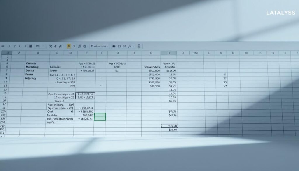 A well-lit, high-resolution image of an Excel spreadsheet displaying various data analysis functions and techniques. The spreadsheet occupies the foreground, with a clean, minimalist user interface showcasing formulas, pivot tables, and data visualization tools. The middle ground features a subtle, abstract background that suggests the analytical power and insights derived from the data. The lighting is soft and directional, highlighting the spreadsheet's clarity and precision. The overall mood is one of efficiency, productivity, and the seamless integration of Excel's advanced capabilities for data-driven decision-making.